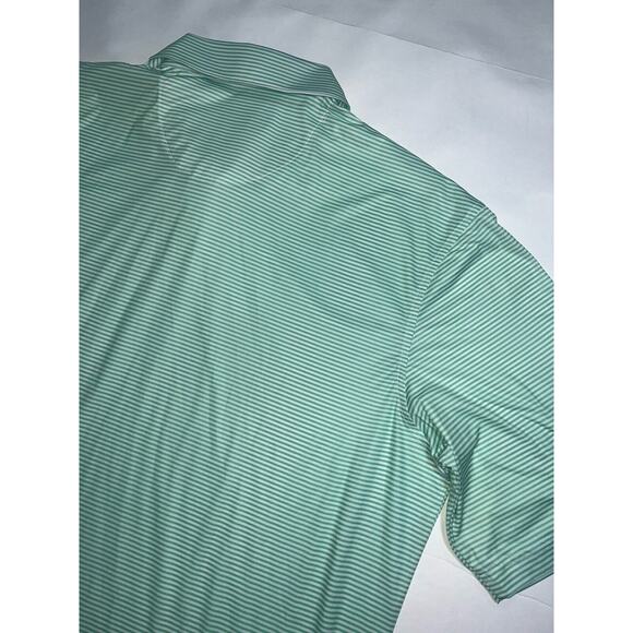 Straight Down Polo Shirt Men Size XXL Green Striped Performance Golf Embroidered - Picture 15 of 16